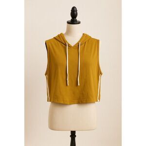 Roma Concept Cropped Sleeveless Hoodie | Size 3X | Mustard Yellow Athleisure Top